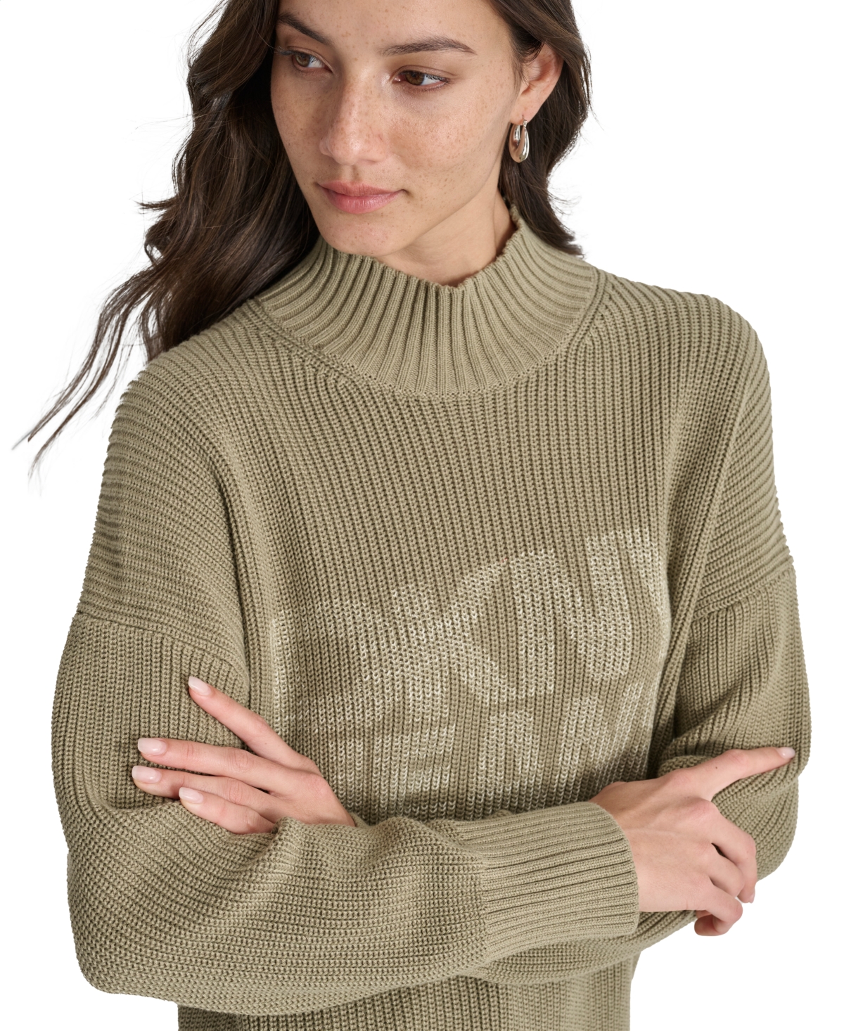 Dkny Jeans Women's Mock Neck Logo Sweater