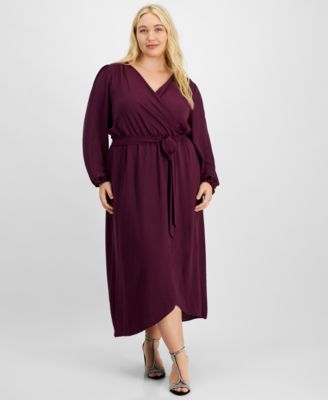 Connected - Plus Size Tie-Front Wrap Maxi Dress