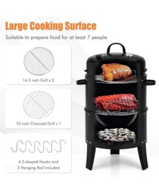 3-in-1 Charcoal BBQ Grill Cambo with Built-in Thermometer