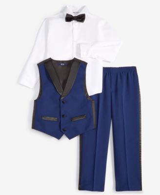 Toddler and Little Boys Tuxedo Vest 4-Piece Set