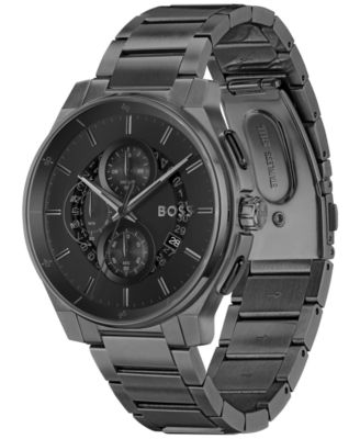 Men's Peak 2.0 Quartz Chrono Ionic Plated Black Steel Watch 45mm