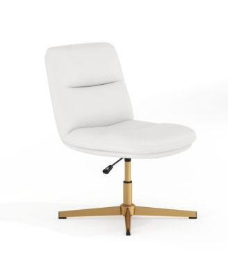 Mid-Back Upholstered Swivel Office Chair – Height-Adjustable Armless Design with Padded Seat & Back, Stationary Strong Frame