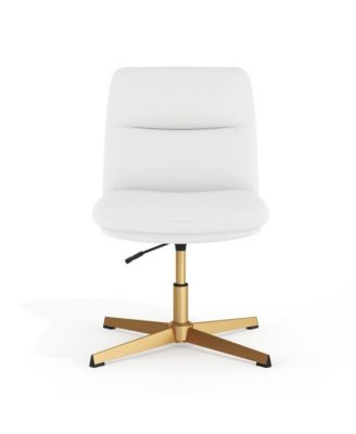 Mid-Back Upholstered Swivel Office Chair – Height-Adjustable Armless Design with Padded Seat & Back, Stationary Strong Frame