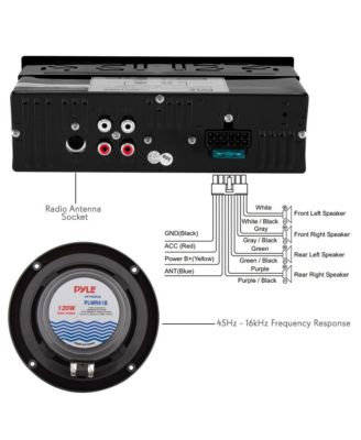 Bluetooth Marine Receiver Stereo & Speaker Kit, Hands-Free Calling, Wireless Streaming, MP3/USB/SD Readers, AM/FM Radio, (4) 6.5” Waterproof Speakers (Black