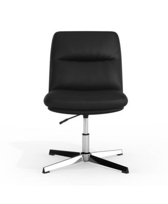 Mid-Back Upholstered Swivel Office Chair – Height-Adjustable Armless Design with Padded Seat & Back, Stationary Strong Frame