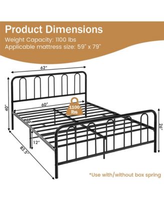 Stylish Queen Size Metal Bed Frame Platform Bed Base w/ Headboard & Footboard