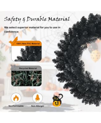 24 Inch Pre-lit Halloween Wreath with 35 Purple LED Lights