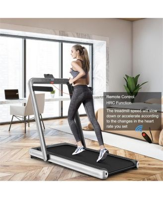 4.75HP 2 In 1 Folding Treadmill with Remote APP Control-Silver