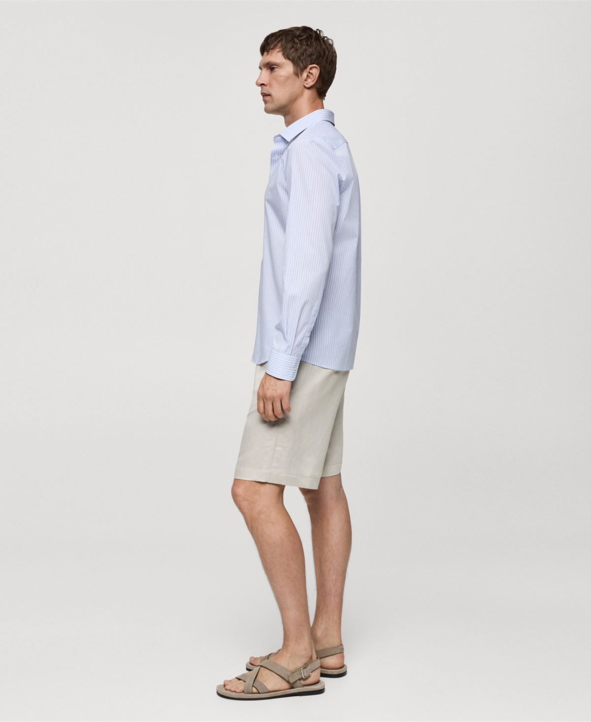 Mango Men's Striped Cotton Shirt