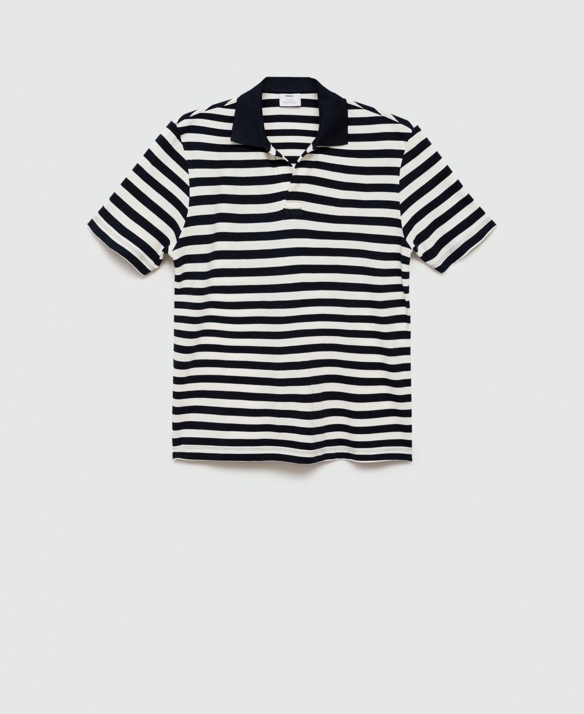 Mango Men's Striped Pique Cotton Polo Shirt