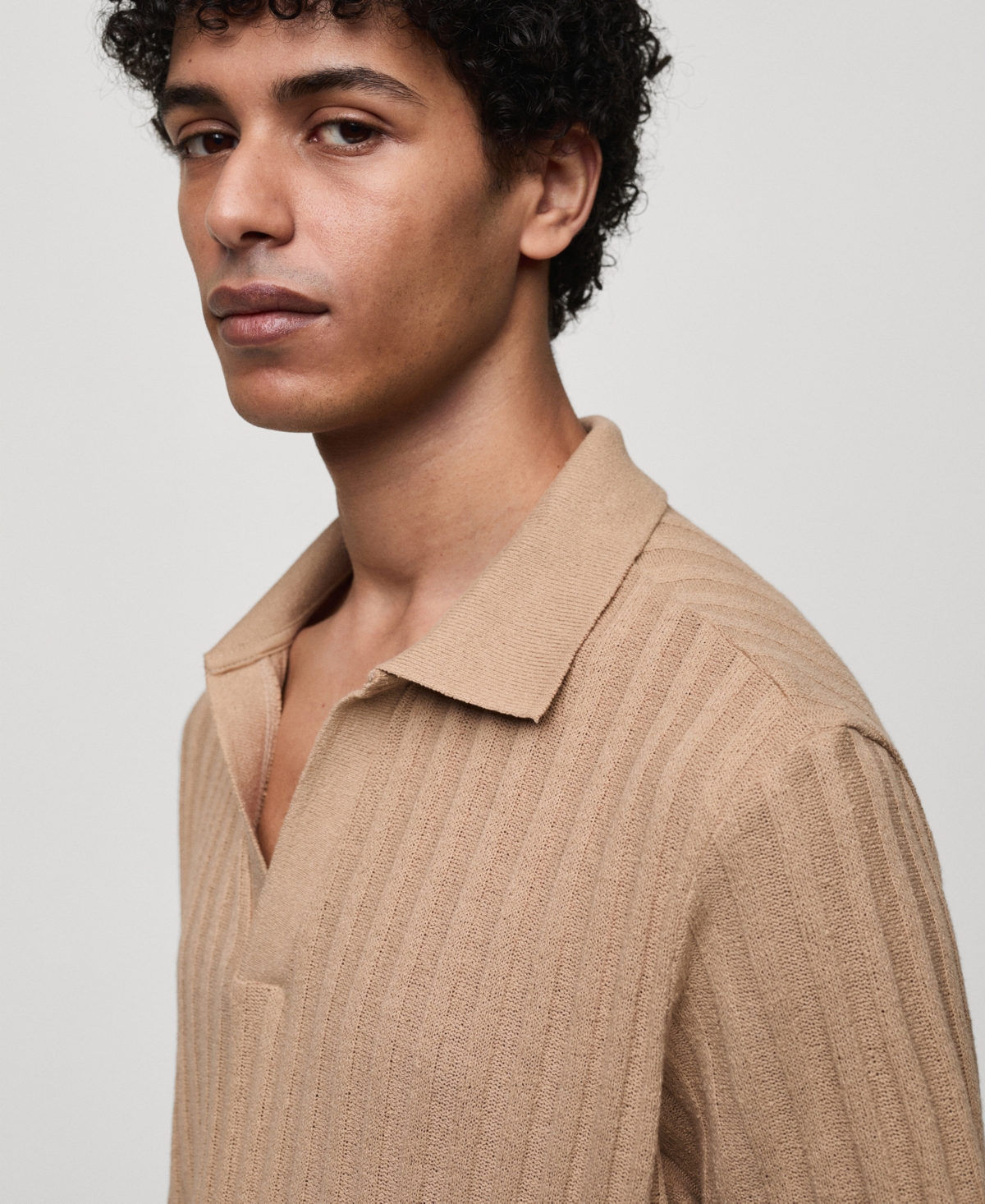 Mango Men's Ribbed Cotton Polo Shirt