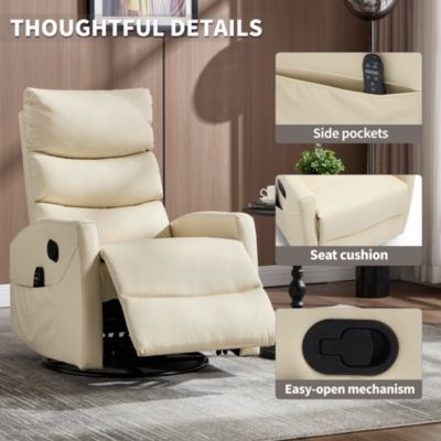270° Power Swivel Recliner - Electric Glider with USB Ports