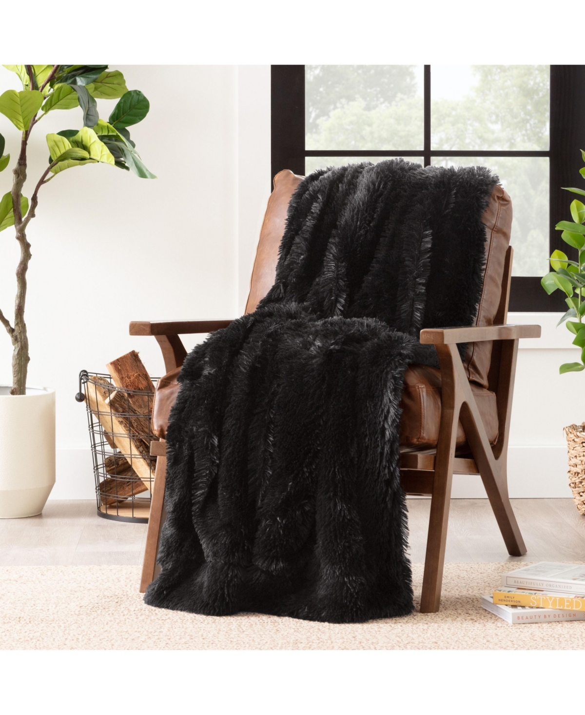 Chanasya Premium Solid Faux Long Fur Throw Blanket - Soft, Fuzzy Throw Blanket - For Bed or Couch - 92