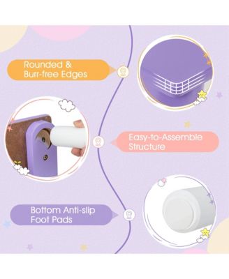 Kids Wooden Round Table & 2 Chair Set w/ Center Mesh Storage