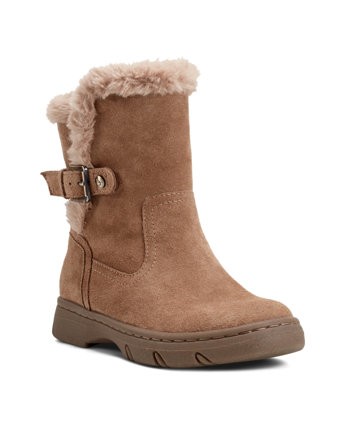 Easy Spirit Graye Faux Shearling Boot In Medium Brown Suede