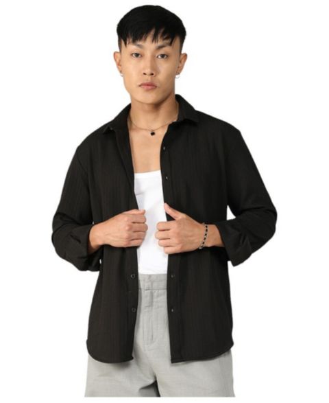 Мужская рубашка Cahoot Campus Sutra Onyx Black Stripe-Creased, цвет: Чёрный