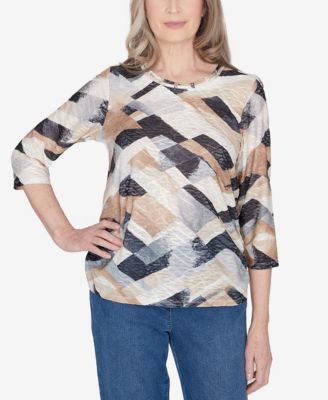 Alfred Dunner Petite Classics Abstract Chevron Top - Macy's