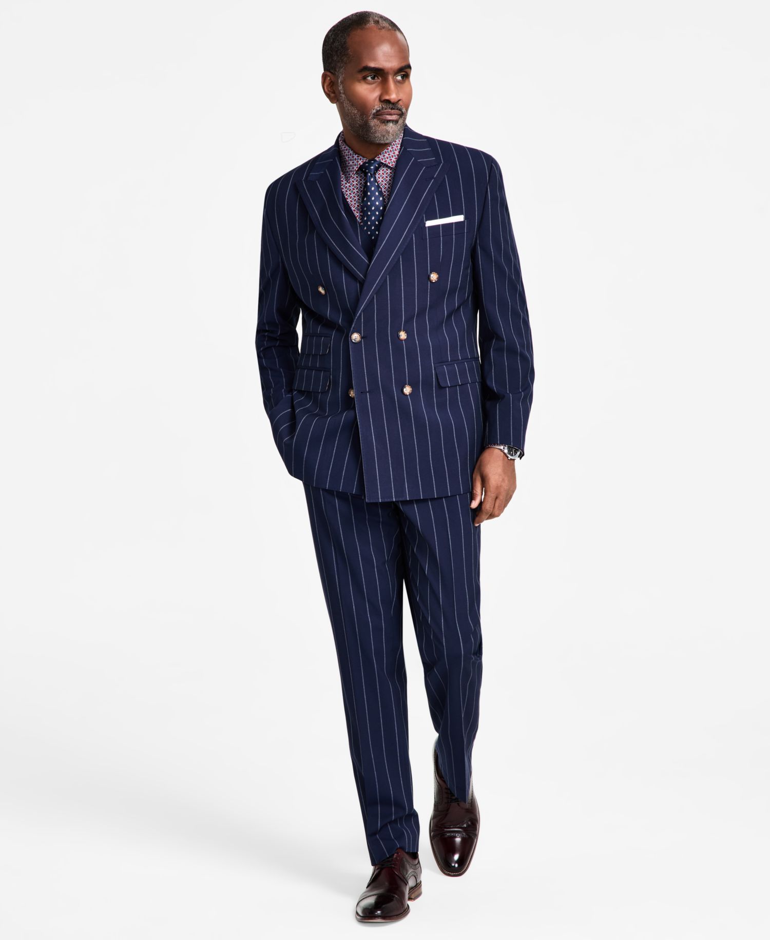 Men's Pinstriped Double-Breasted Suit Separate