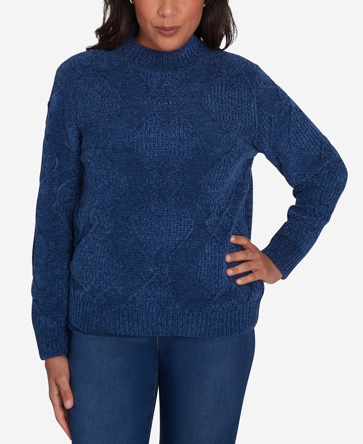 Petite Classics Chenille Diamond Turtleneck Sweater - Merlot