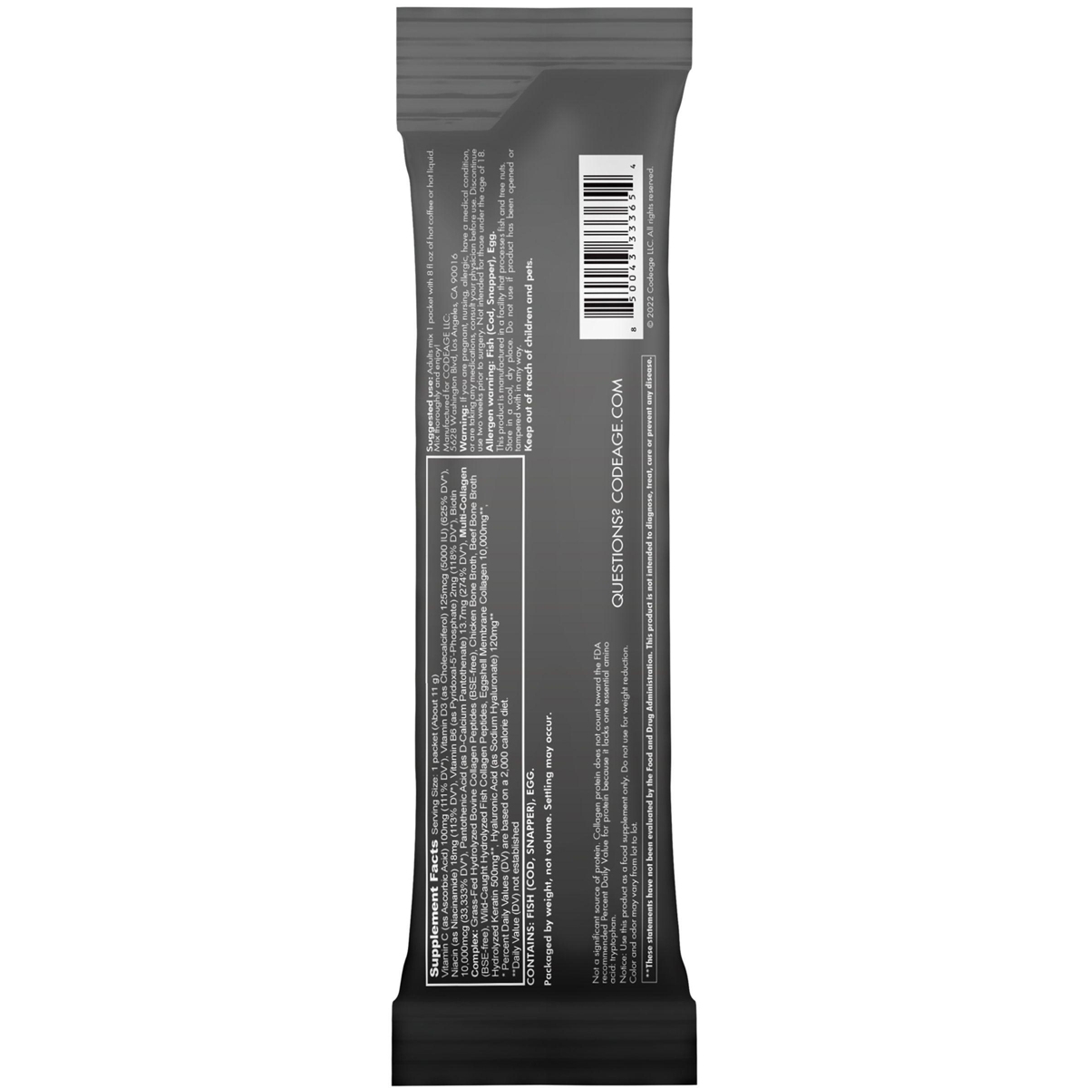 Codeage Multi Collagen and Biotin 10,000 mcg + Vitamin C, B6 & D3, Keratin, Hyaluronic Acid, Niacin, 18 Amino Acids - Stick Packs Supplement - 5 Types