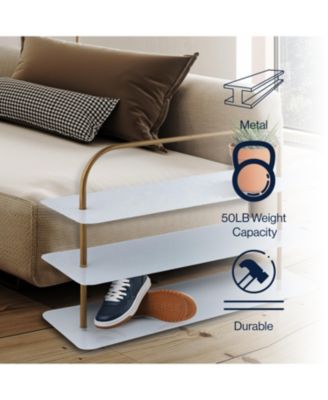 Minimalist 9-Pair 3-Tier Iron Thin Flat Plate Shoe Rack