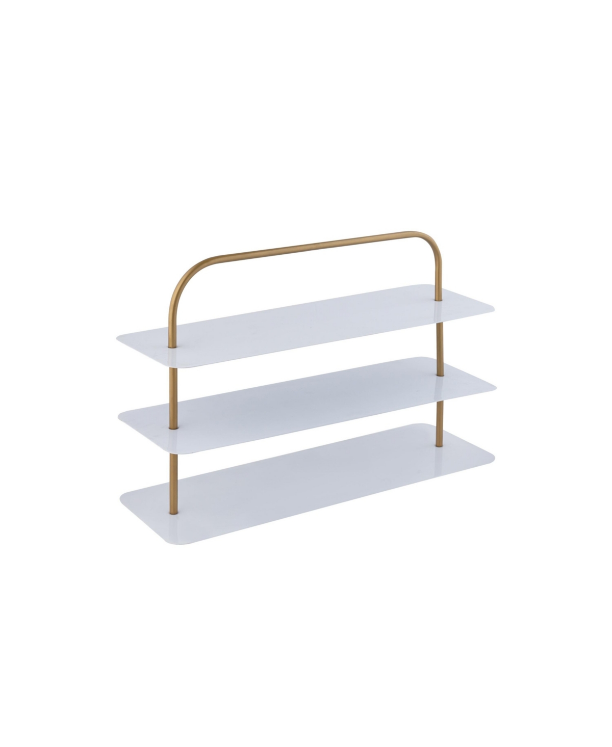 Minimalist 9-Pair 3-Tier Iron Thin Flat Plate Shoe Rack - White/gold