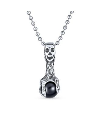 Biker Caribbean Pirate Black Orb Claw Skull Pendant Necklace Stainless Steel