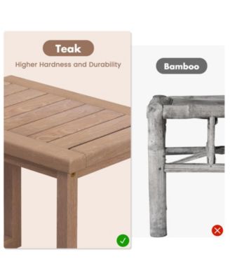 Long Natural Wood Bath Spa Stool with Non-slip Foot Pads for Elderly