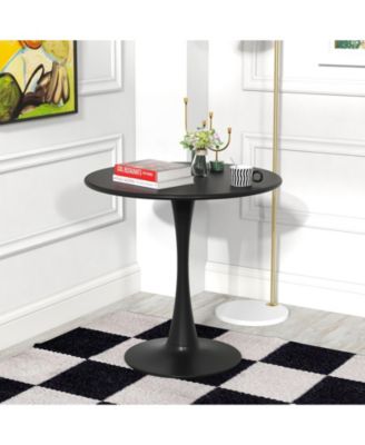 31.5 Inch Round Dining Table with Anti-Slip PP Ring-Black