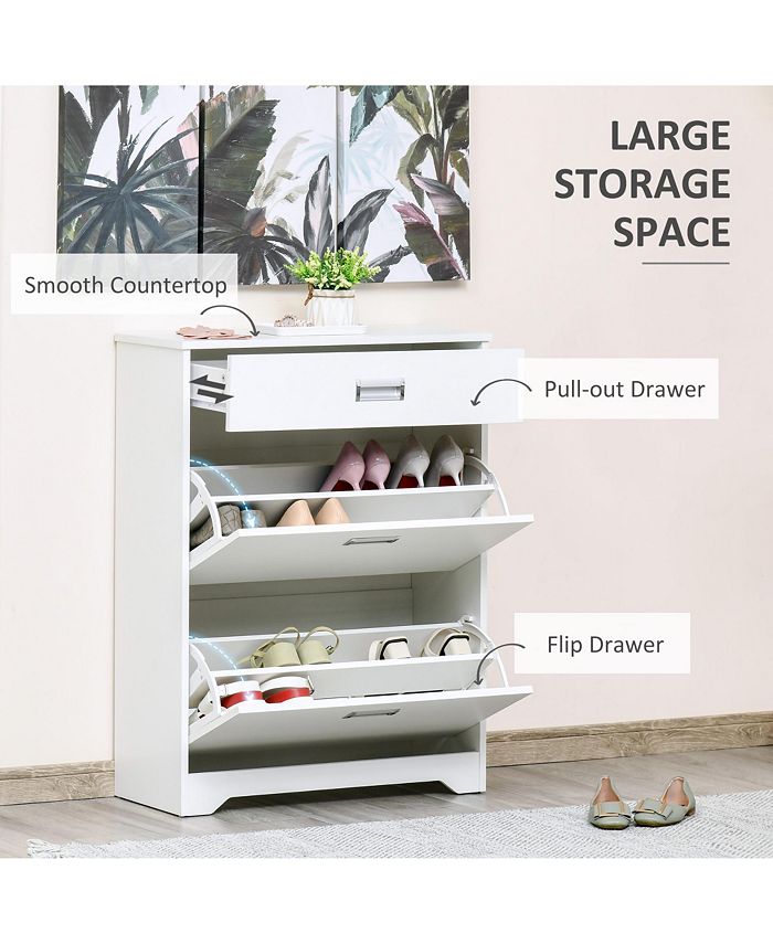 Simplie Fun 3-Drawer Shoe Cabinet with Flip Doors and Adjustable Shelf ...