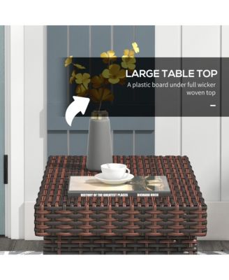 Hand Woven Rattan Side Table for Outdoor Use