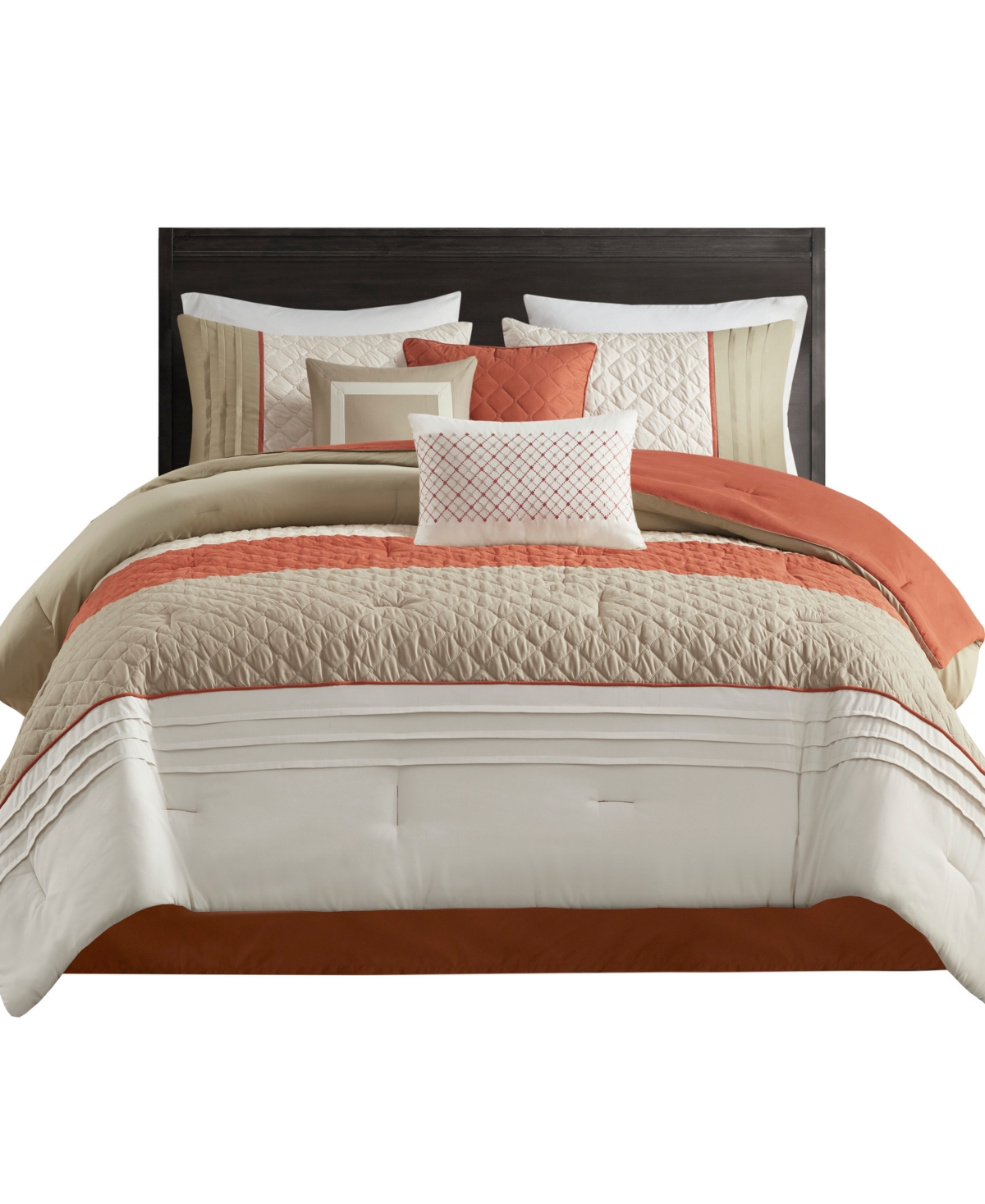 Madison Park Jenson 7-pc. Color Block Stripe Comforter Set, King In Spice