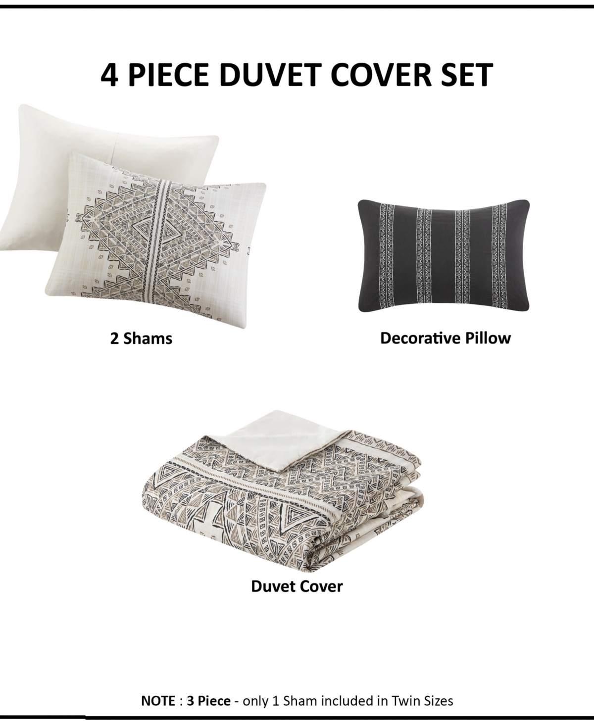 Madison Park Ibiza 4-pc. Duvet Cover Set, King/california King In Black,ivory