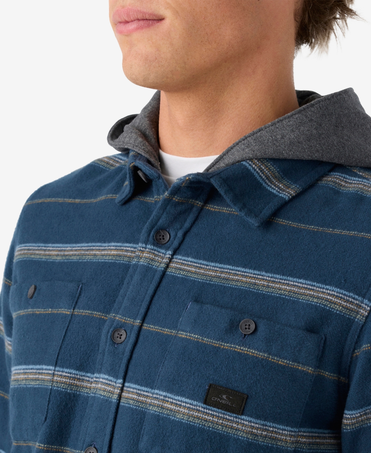 O'Neill Landmarked Stripe Hooded Flann Button Shirt