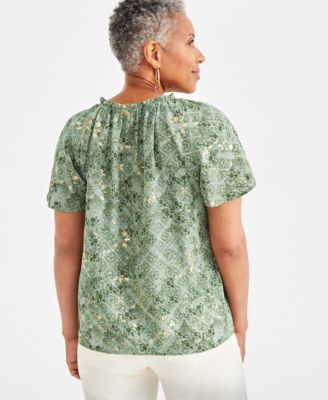 Женский топ с развевающимися рукавами и принтом от Style & Co, созданный для Macy's