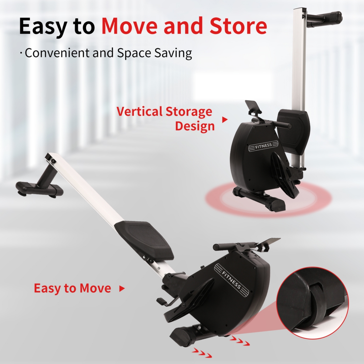 Streamdale Furniture Rowing Machine: Foldable Home Use with 264 Lbs Weight Capacity and Seat Cushion