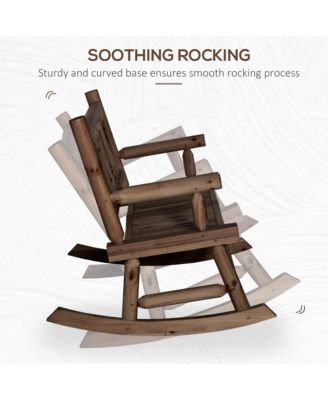 Walnut Log Rocking Loveseat for Outdoor Living