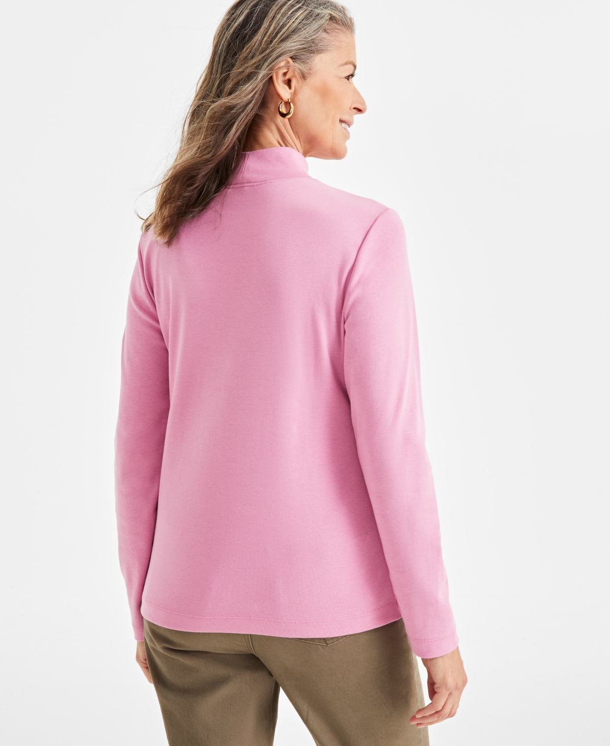 Style & Co Women's Cotton Mock-Neck Long-Sleeve Tee, Created for Macy's