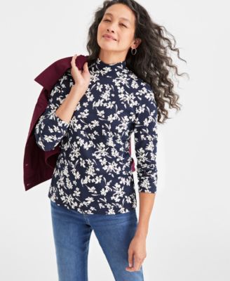 Style & Co Women's Printed Mock Neck Top, Created for Macy's - Macy's