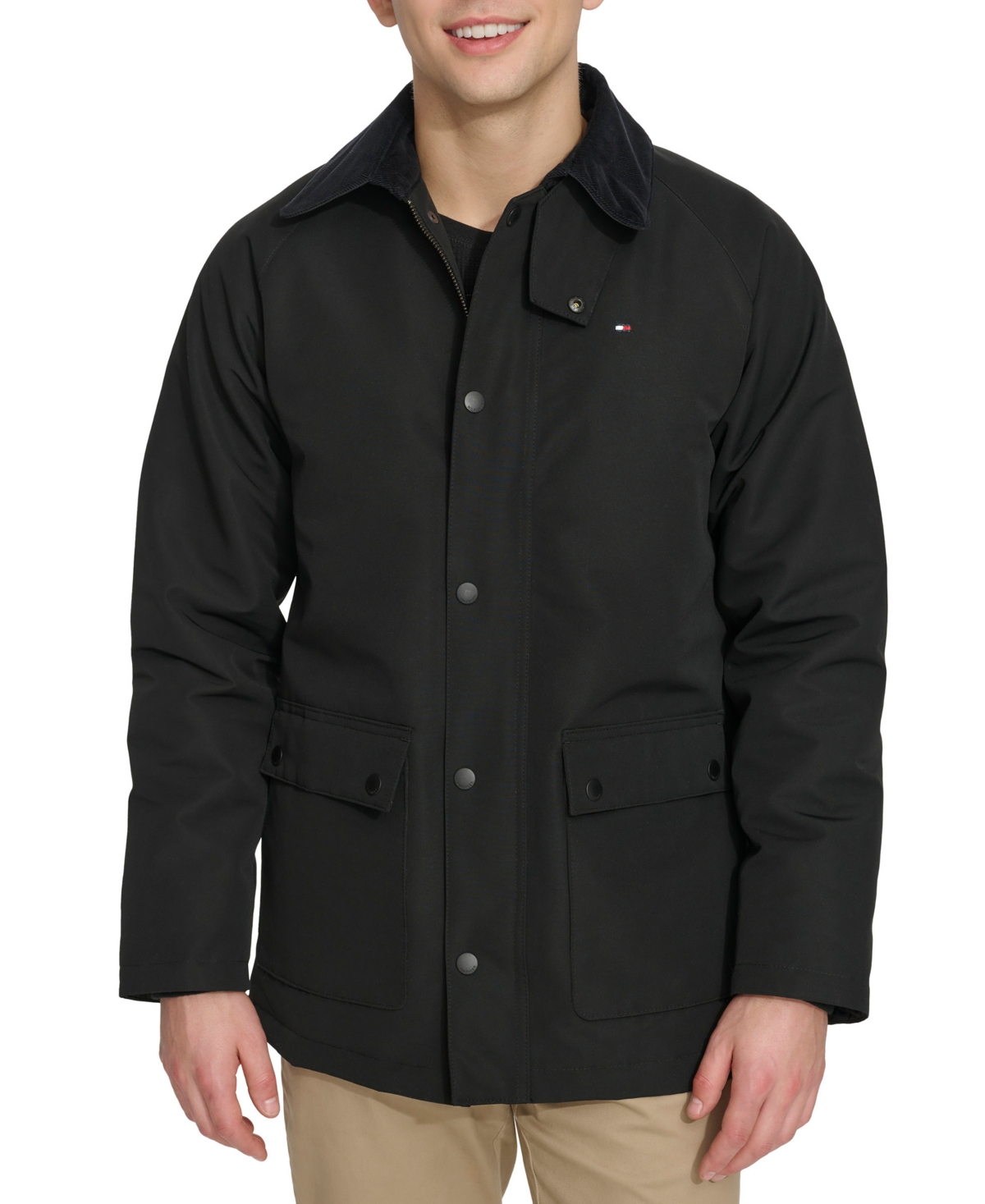 Shop Tommy Hilfiger Men's Barn Corduroy-collar Long-sleeve Jacket In Black