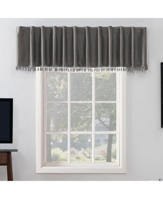 Evelina Faux Dupioni Silk Beaded Tassels Thermal Extreme 100% Blackout Back Tab Curtain Valance