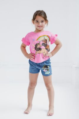 Toddler Girls T-Shirt and Chambray Shorts Outfit Set