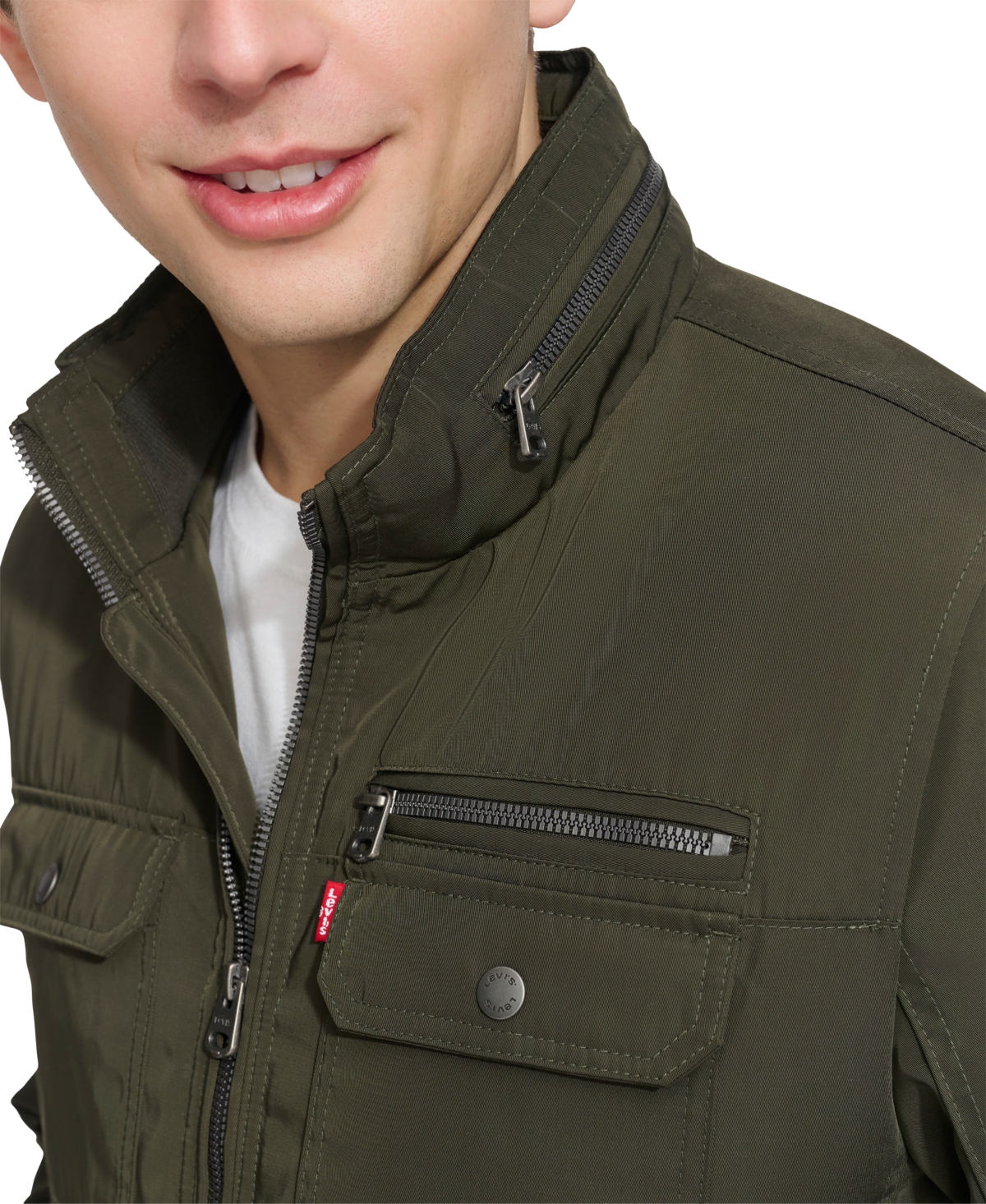 Levi's Men's Twill Stand-collar Jacket In Army Green