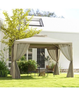 9.6' x 11.6' Patio Gazebo: Garden Canopy Shelter with Netting