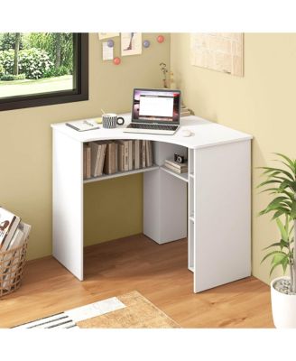 L-Shaped Computer Desk with Storage Shelves Adjustable Shelf for Home Office