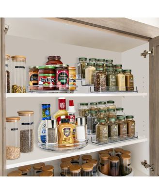 Pantry Spice organizer Set, 3-Tier Seasoning Organizer for Cabinet (2 Pack) and Lazy Susan Spice Rack Turntable 9-Inch, Spice Organization for Cabinet, Condiment Organizer Pantry & Refrigerator