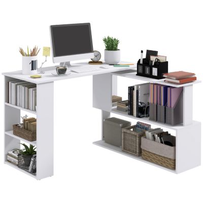 Streamdale Furniture Minimalist L Shape Corner Desk with Storage Shelves