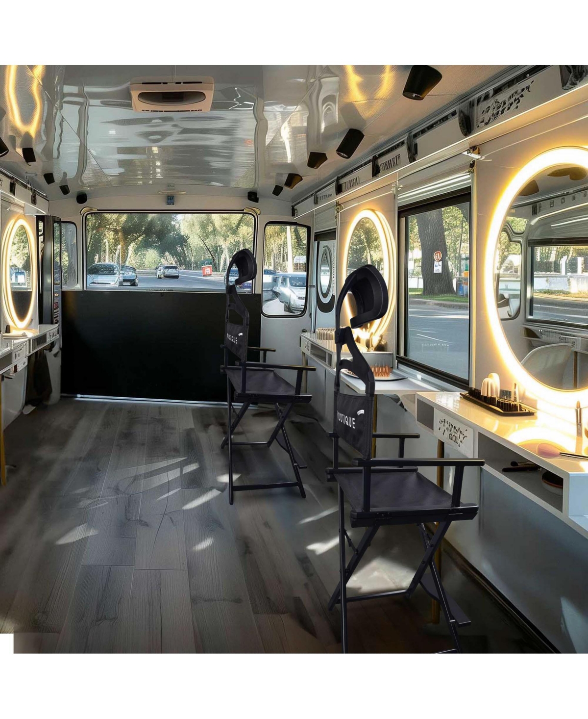 Byootique 28" Height Tall Director Chair Folding Artist Makeup Head Rest Salon