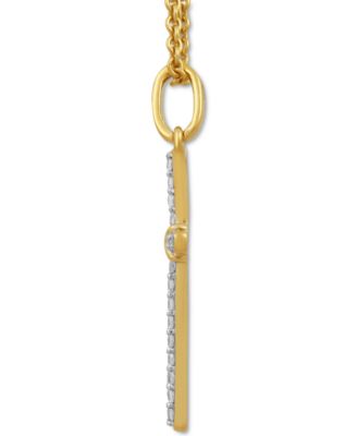 Diamond Cross Pendant Necklace (1/10 ct. t.w.) in 14k Gold, 16" + 2" extender