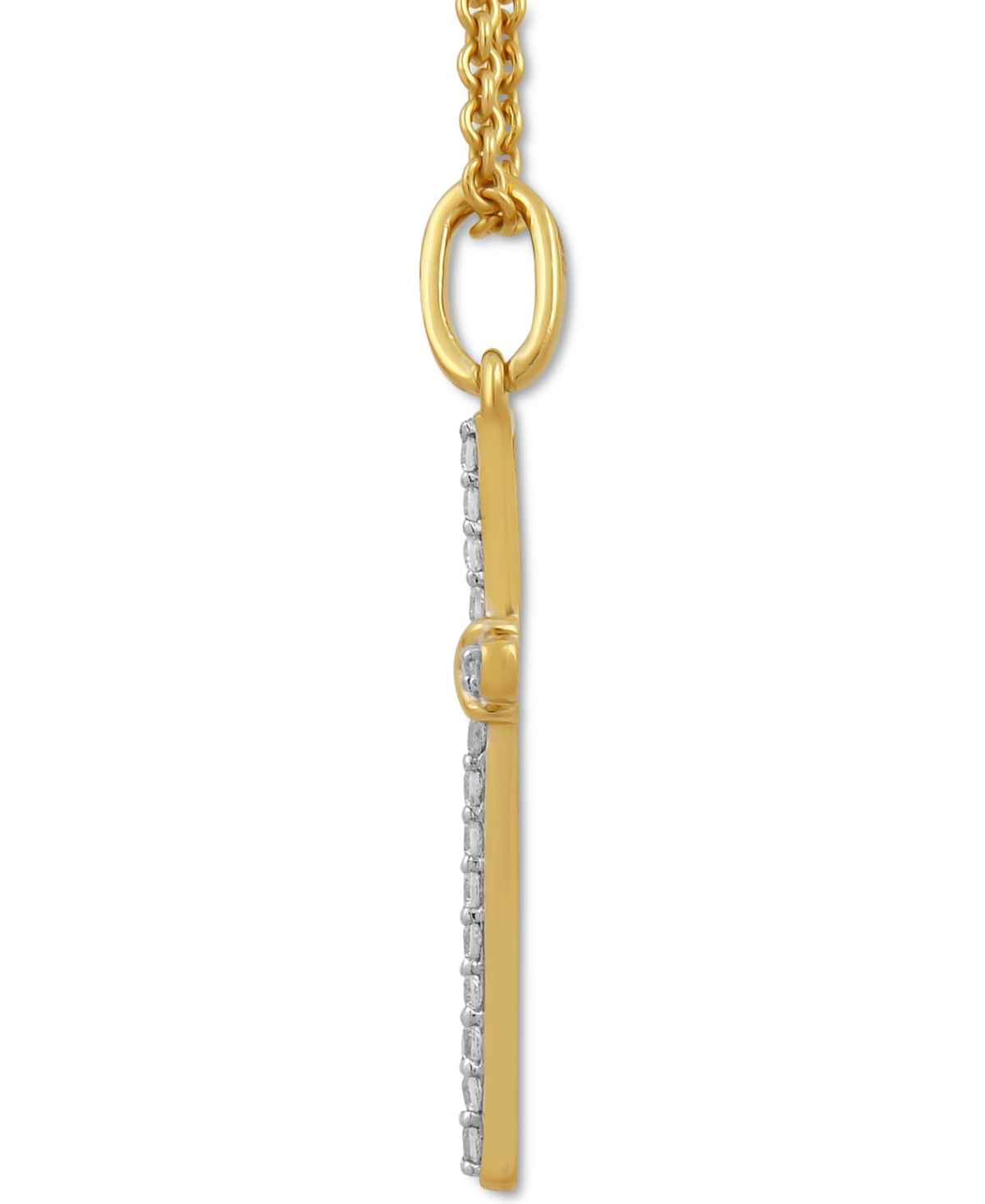 MACY'S DIAMOND CROSS PENDANT NECKLACE (1/10 CT. T.W.) IN 14K GOLD, 16" + 2" EXTENDER 